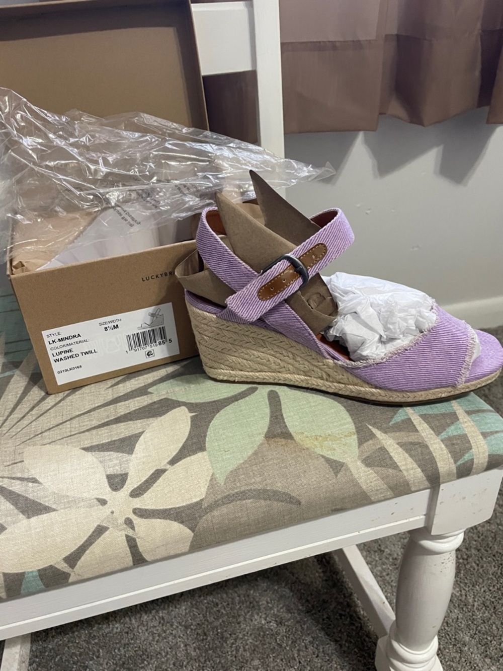 Lucky Brand Lilac Canvas Espadrille Wedge Sandal